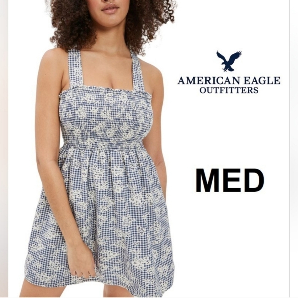 NWT American Eagle Smocked Cross Back Mini Dress